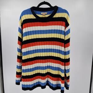 Mountain Lake Sweater Plus 3X Stripe Ribbed Knit Long Sleeve Pullover Multicolor